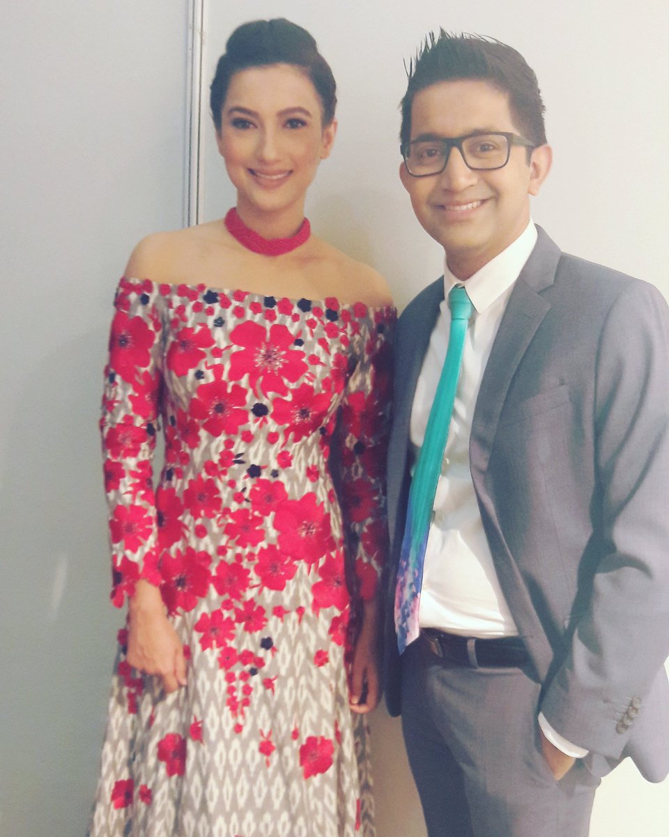 ArchithNEWS's tweet photo. About to introduce @WIONews to the guests at Asian Designer Week in Delhi. Hanging out backstage with @GAUAHAR_KHAN @ADW_Fashionweek #adw https://t.co/VRCBJwlQWX