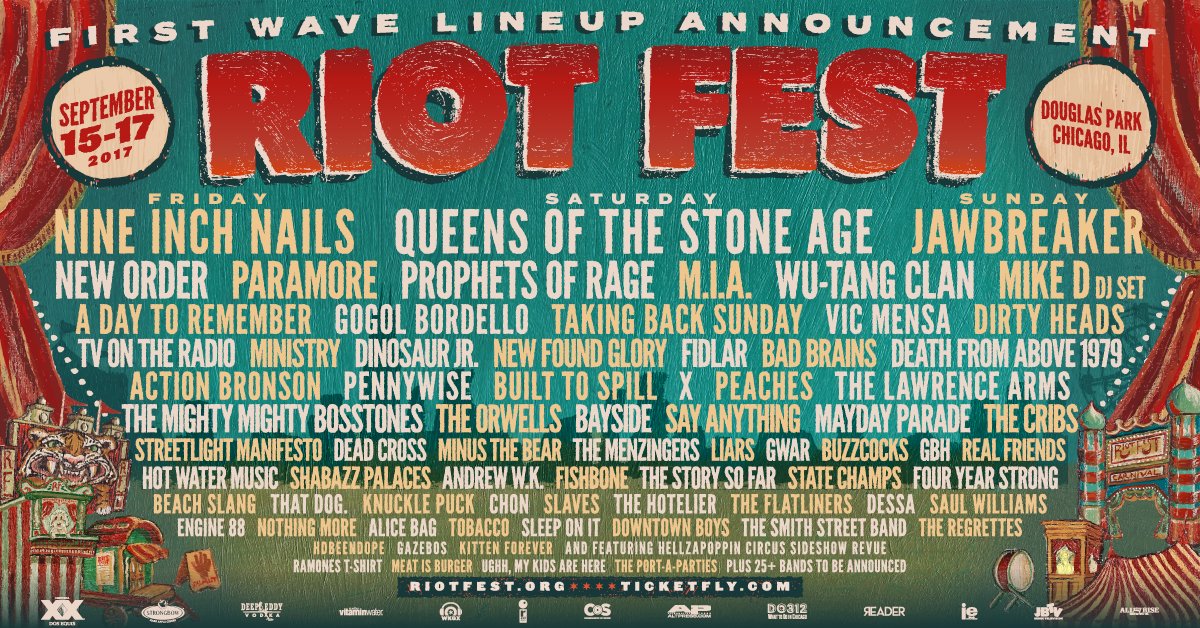 RiotFest's tweet image. 133 days until Riot Fest. RT this tweet and we'll randomly pick one lucky person to win a pair of Riot Fest tickets. ow.ly/W9aY30bsJQl