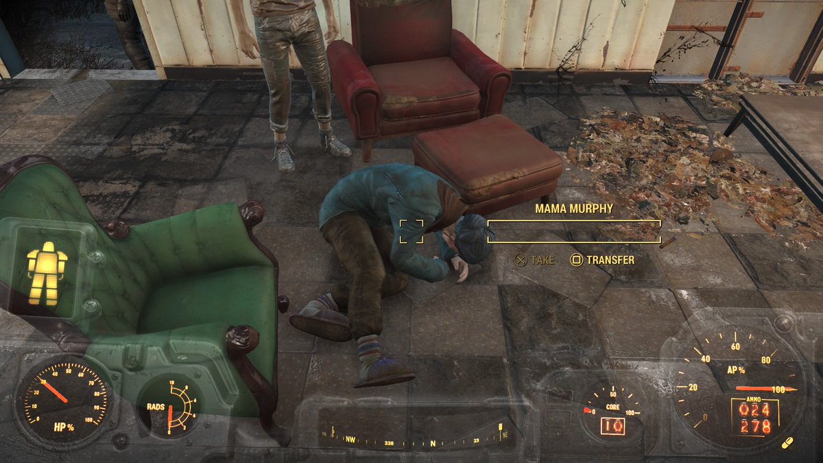 HevzyB's tweet photo. So I killed Mama Murphy. #Fallout4 #AddictedToChems #MamaMurphy #PS4share https://t.co/ECpuK4zhM1