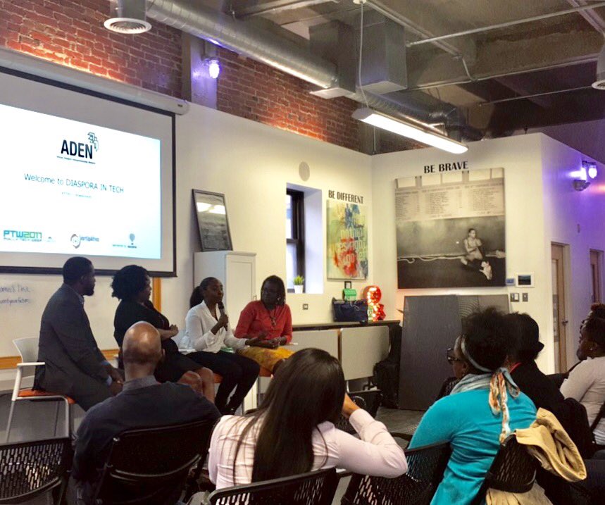 akingeneye's tweet photo. Yesterday we had a great panel discussion on #diaspora in tech #ptw2017 #ADENphilly at @BenjaminsDesk. Big thanks to @Saxbys 4 the support. https://t.co/uRq2VyT3cL