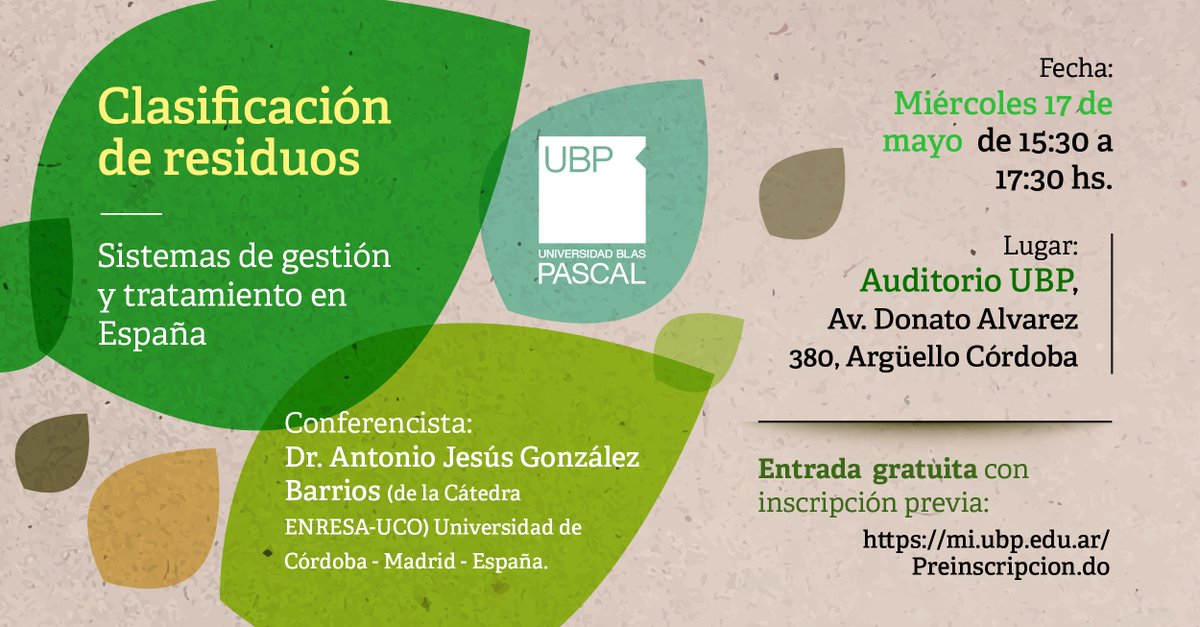 ubpascal's tweet photo. ♻ ¡El área de #GestiónAmbiental invita! Inscripciones gratuitas ➡ https://t.co/KpOZGdJaRs  #residuos #tratamiento https://t.co/xiRNKKy7yE