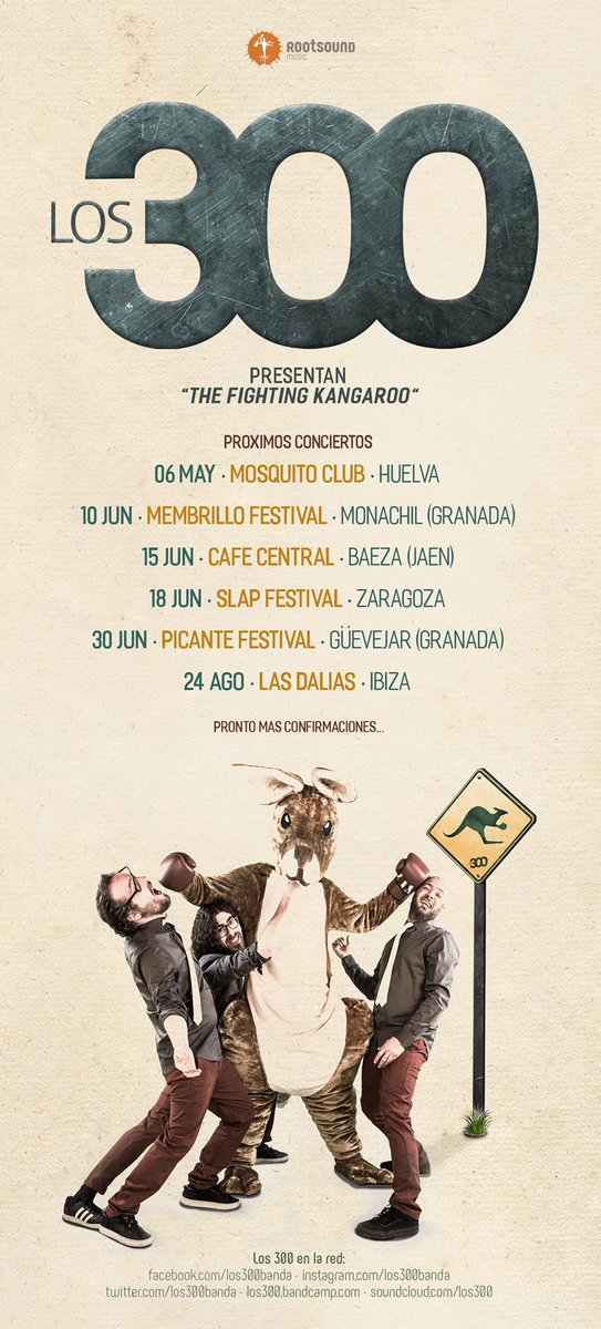 Los300banda's tweet photo. Próximos asaltos🥊#TheFightingKangaroo @mosquito_huelva @CentralBaeza @Slapfestival @festivalillo @PicanteFestival @lasdaliasibiza @rootsound https://t.co/YERHePgRAb