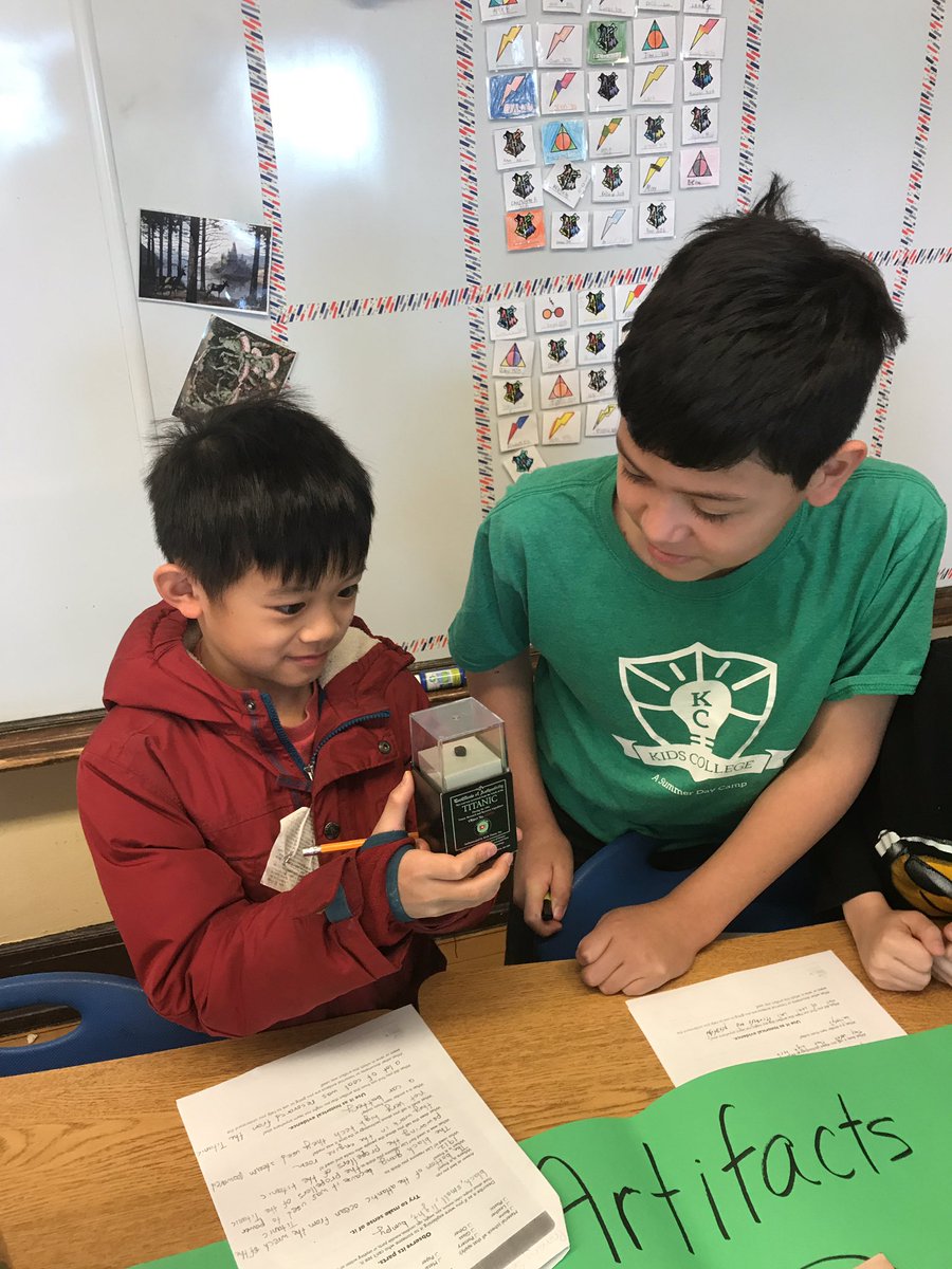 MsMichel306's tweet photo. Coolest artifact? An actual piece of coal from the Titanic! @CoonleyES #titanic #engagedstudents https://t.co/MU9ymQghF1