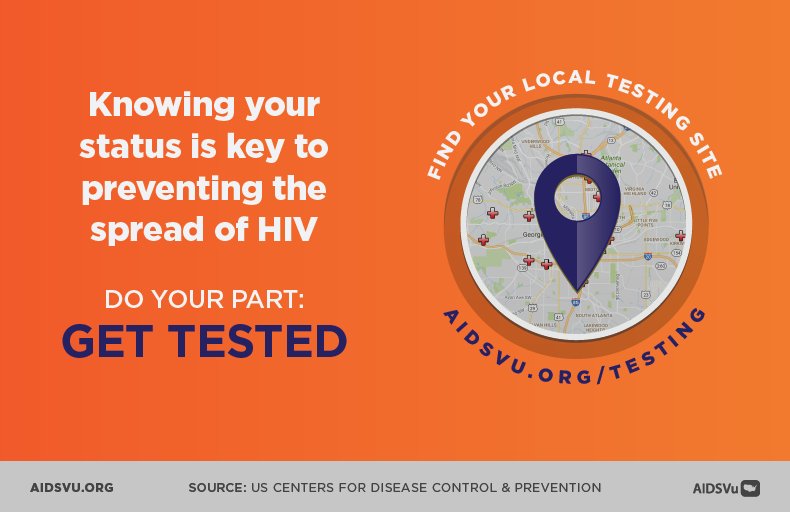 AIDSVu's tweet photo. @CDCGov recommends everyone between the ages of 13 and 64 get tested for HIV. Find a testing center near you: https://t.co/MG40Y7MP69 https://t.co/drXY5spAu7
