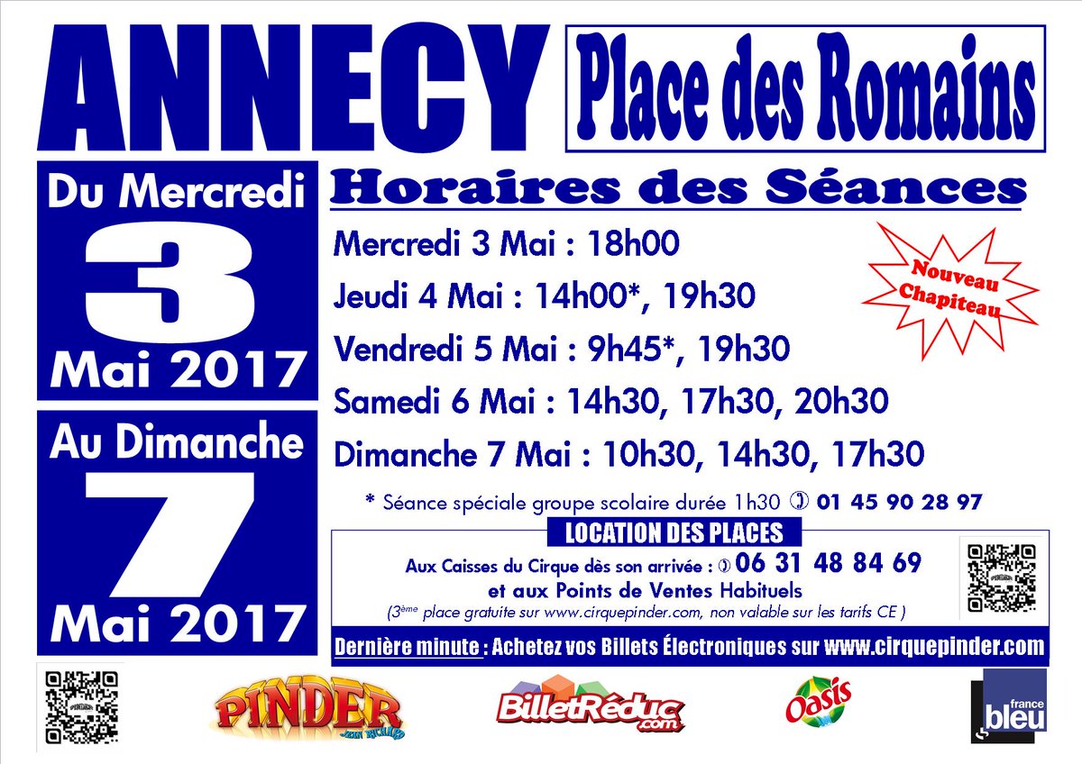 Nos séances à #Annecy pour cette fin de semaine! Réservez vos places ici: cirquepinder.com/reservation/an… #spectacle #cirquepinder #famille #sortie