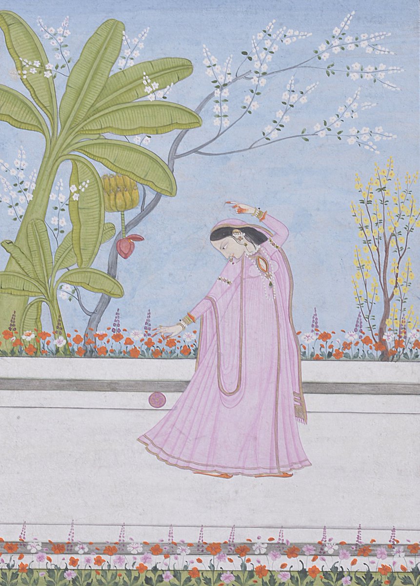 OlympiaAuctions's tweet photo. 'A woman playing with a yoyo', C19, Pahari, prob.Kangra, NW India. With banana & prunus trees #matthewbarton #auction #24May #FridayFeeling https://t.co/tb3uwZ5epU