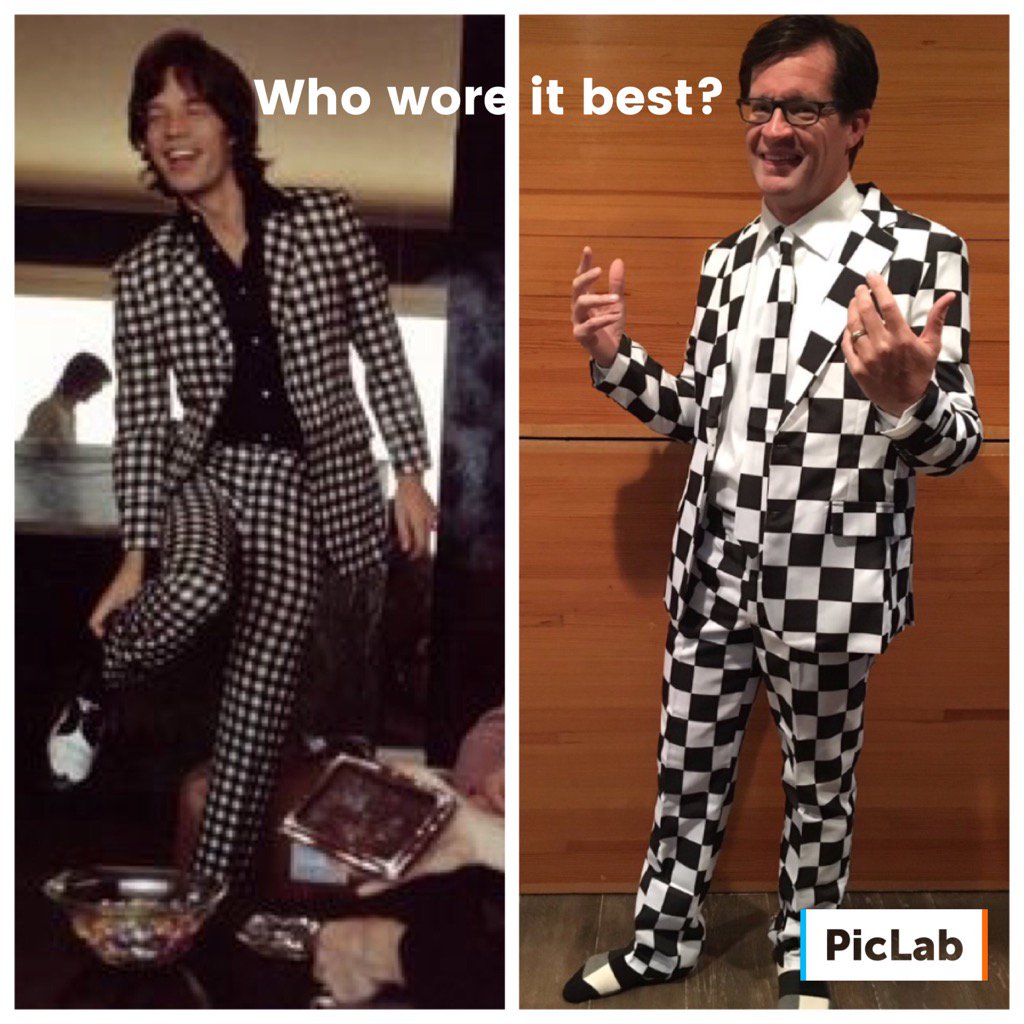 IndyAllison's tweet photo. Who do you think wore it best? @jdouglas4 or @MickJagger? #500fashionfridays @RealLauraSteele @IMS https://t.co/jdGHL1MHlF