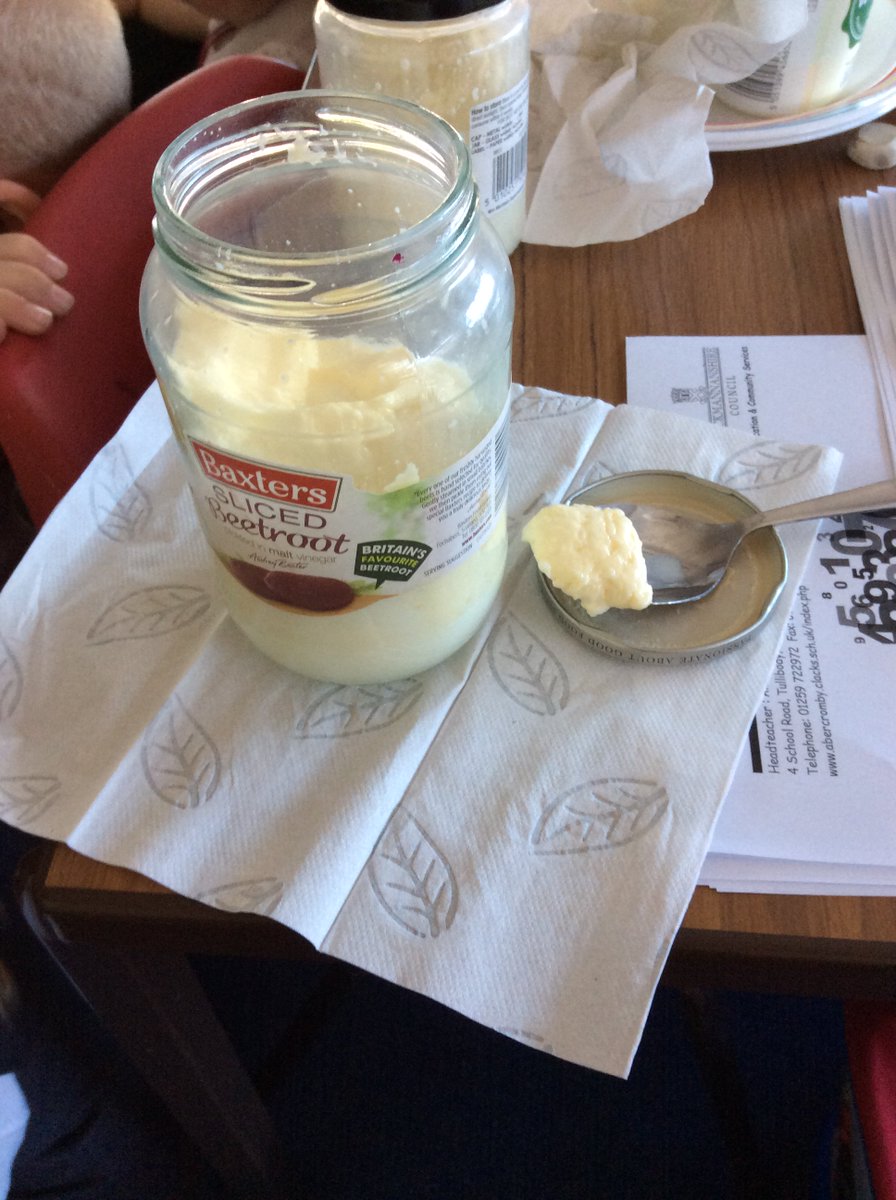 abercrombyPS's tweet photo. P1/2C made butter this afternoon from whipping cream by shaking the jar for a long time #onthefarm #shakeparty #shakeitoff #itwasyummy https://t.co/qaCb6i8CnA