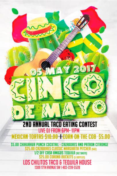 chilitostaberna's tweet photo. Happy Cinco de Mayo! We will see you @LosChilitos to celebrate this big Mexican Fiesta! #17thavesw #friday #nowyyc #tacocontest #specials https://t.co/BLaBjkKkn0