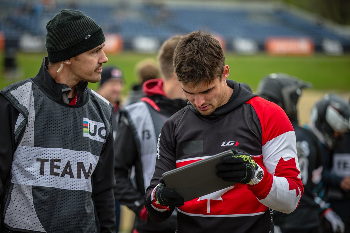 UCI_BMX_Racing's tweet photo. Prepping for the first UCI BMX SX World Cups of the season. @Tnyhaug49 re-watches one of his runs in @BMXPapendalLive Pic by Craig Dutton. https://t.co/iwxL8G6RAj