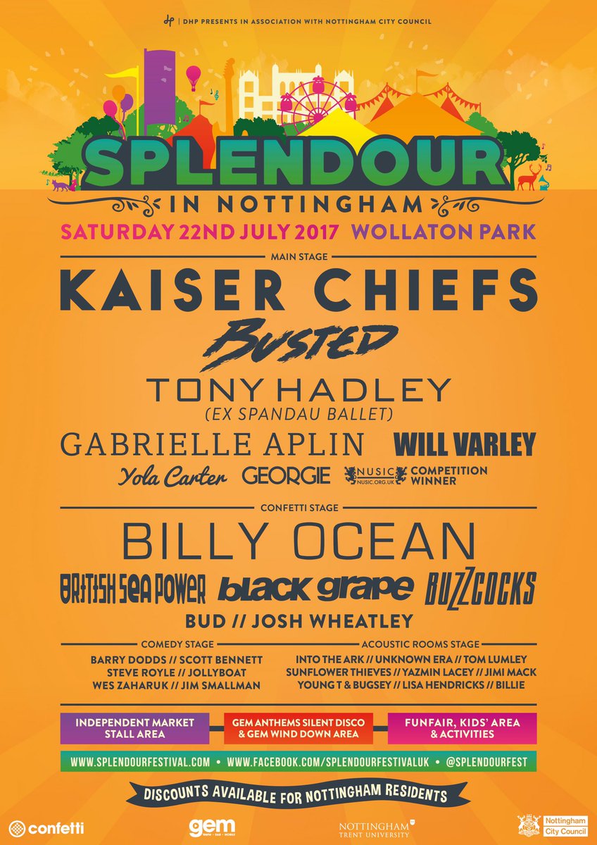 Punk veterans Buzzcocks join Kaiser Chiefs, Busted and Billy Ocean at Splendour Festival. Wollaton Park, Nottingham. Saturday 22nd July 2017