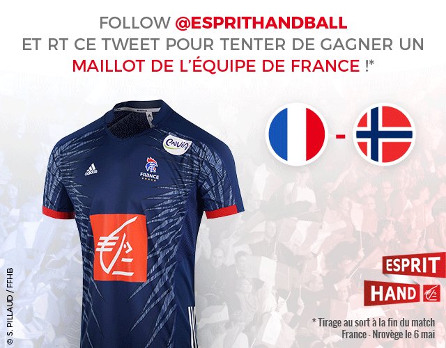 EspritHandball's tweet image. C’est parti ! 
Follow + RT pour tenter de gagner un maillot de l’équipe de France à l’occasion de #FRANOR 😀 #EspritHandball