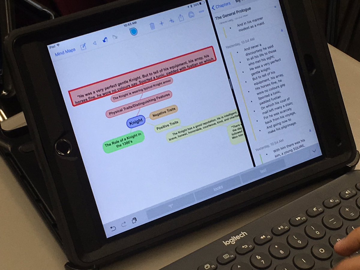 Mrreiff's tweet photo. Ss exploring #Chaucer's use of characterization in Canterbury Tales using SimpleMind+ on iPad #adechat #humanities #appleteacher #engchat https://t.co/QsCxae7w2R