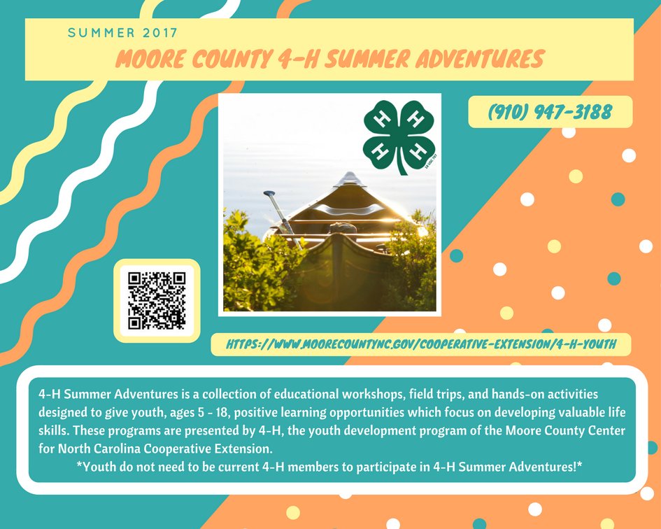 Summer 2017 Summer Adventures are here!!!  Registration begins May 8th! moorecountync.gov/cooperative-ex…