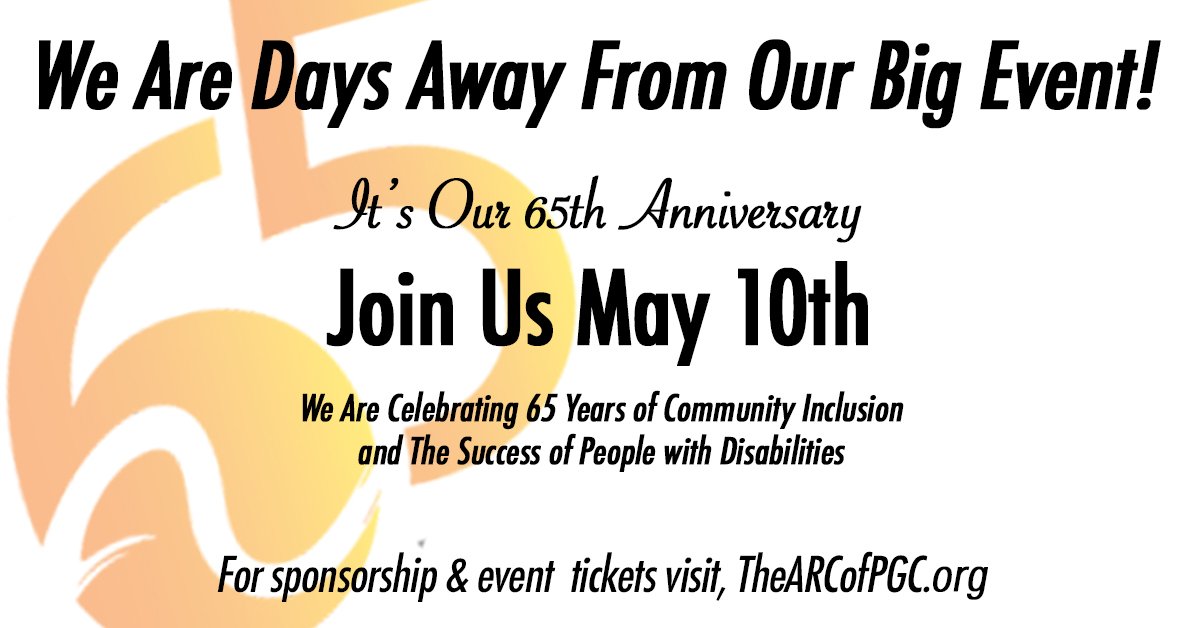 thearcofpgc's tweet photo. 65 Years and counting!  Join Us on May 10th! #Celebrating65   https://t.co/7sMxoK1B5m https://t.co/U1aHWHw8eN