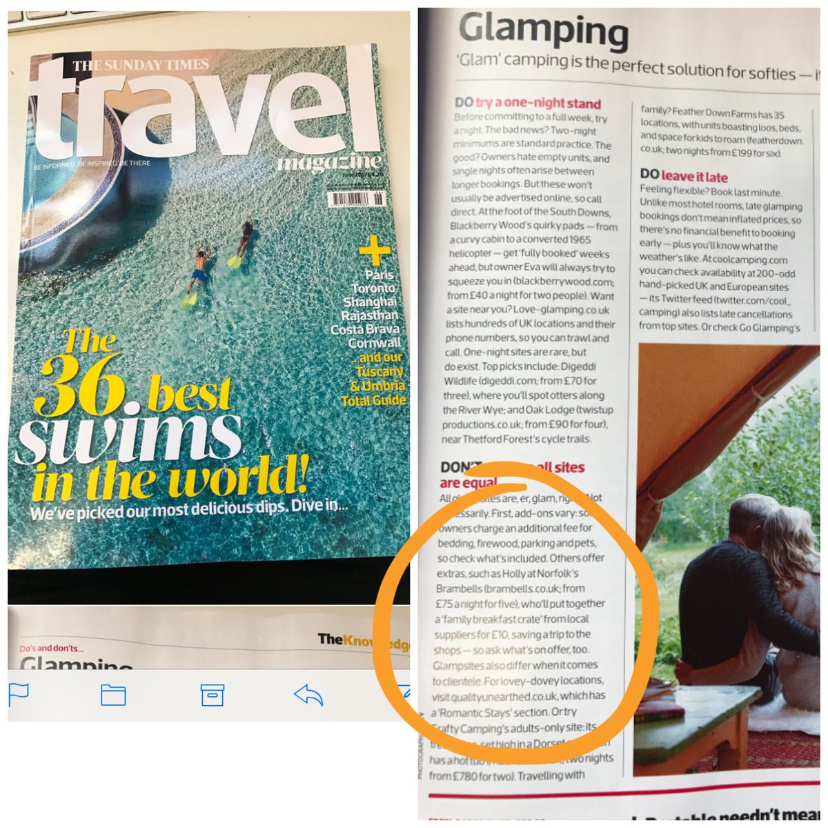 brambells2017's tweet photo. Omg !! This weekend we are in #THESUNDAYTIMES #travelmagazine .. So happy 😁 #coolcamping #brambells#Glamping#happy-times#omg https://t.co/gwFsrVYi1e