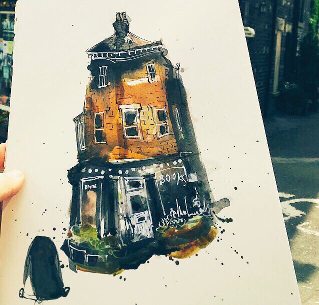 One of my efforts from a Buxton sketchcrawl earlier in the week. My fave place in that lil town #Scriveners #ScrivenersBookshop #Buxton