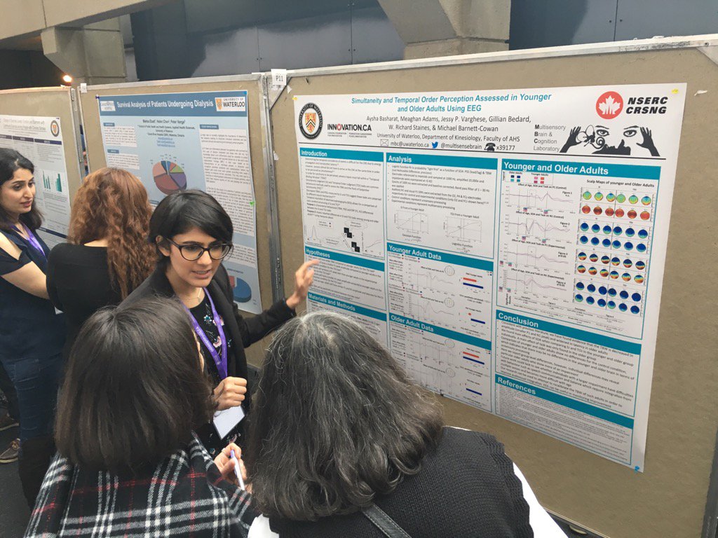 .<a href="/multisensebrain/">Dr. Michael Barnett-Cowan 🇨🇦</a> lab's <a href="/AyshaBasharat/">Aysha Basharat</a>'s poster:  impaired audiovisual processing in the elderly <a href="/soar_uw/">Symposium on Aging Research (SoAR)</a> #SOAR2017