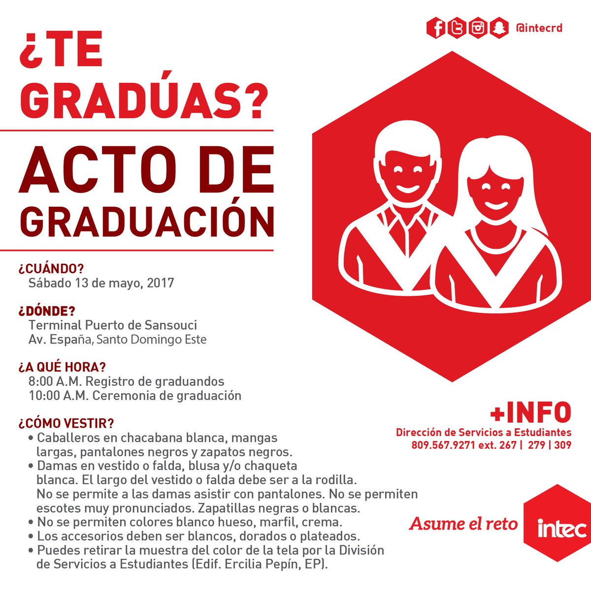 intecrd's tweet photo. Atención graduandos:
#AsumíElReto #GraduaciónINTEC #INTECmediobanda https://t.co/Sh95nLAnIY