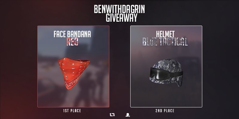 1ST: RED BANDANA 
2ND:THIS FAMOUS BLUE TAC HELMET
MUST RETWEET, FOLLOW ME AND <a href="/H1Z1IMPROVEMENT/">H1Z1 IMPROVEMENT</a> and like!
art done by: @exxoticxTV GOOD LUCK