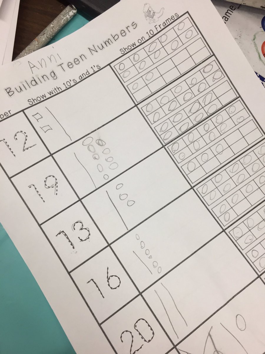 MsSchoonover's tweet photo. Practicing making teen numbers! Building on foundational skills, especially with number sense. https://t.co/9MzENRlmp3