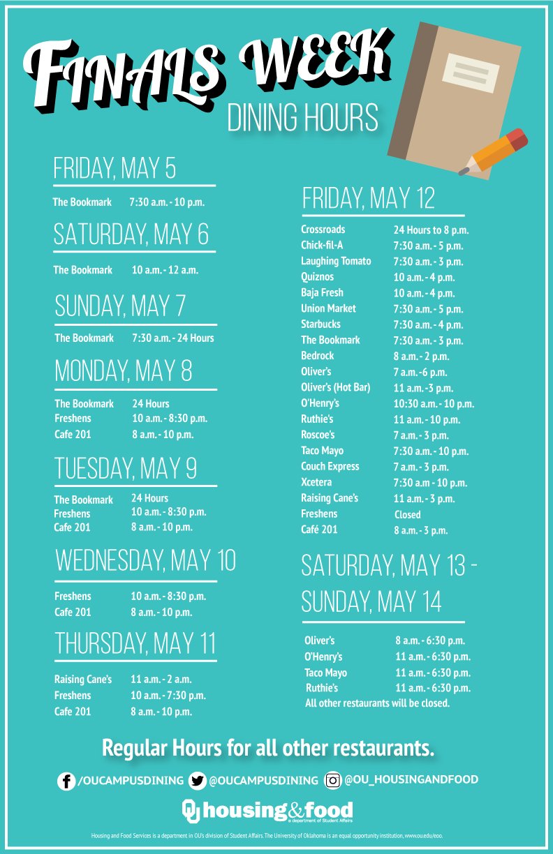 Ou Campus Dining On Twitter Be Sure To Check Our Finals Week