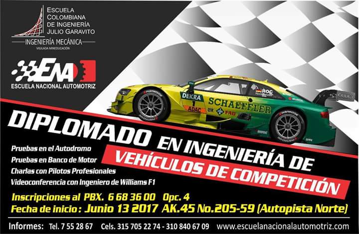 Si señores ya tenemos el primer Diplomado en Ingeniería de Vehículos de Competición. No dejen pasar esta oportunidad.