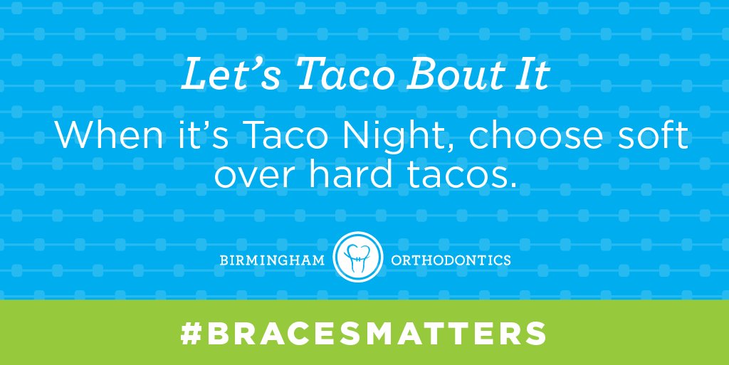 BhamOrtho's tweet photo. The less impact on your teeth and braces, the better. #Bracestips #bracesmatters #cincodemayo https://t.co/HZ9FnXMVTL https://t.co/CrvqXm5nwe