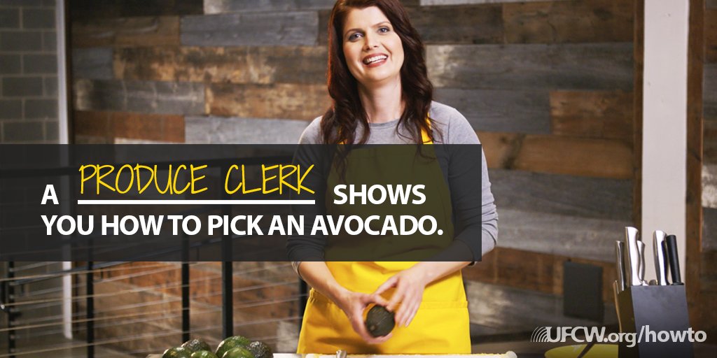 UFCW_3000's tweet image. We’re the food union! @UFCW is always happy to help you get the right produce. Watch Maia’s avocado tips: bit.ly/2pJmFVk #UFCWHowTo