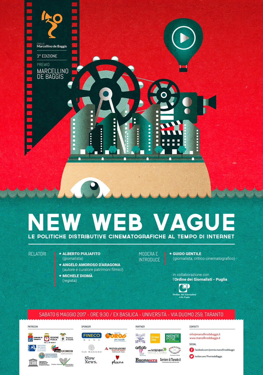 Il cinema al tempo del web. Peccato non essere a Taranto per <a href="/PremiodeBaggis/">FestivalDocumentario</a> Sabato alle 9.30 <a href="/albertopi/">Alberto Puliafito</a> <a href="/anamorfo/">Angelo Amoroso d'A.</a> cc <a href="/mafedebaggis/">mafe</a>