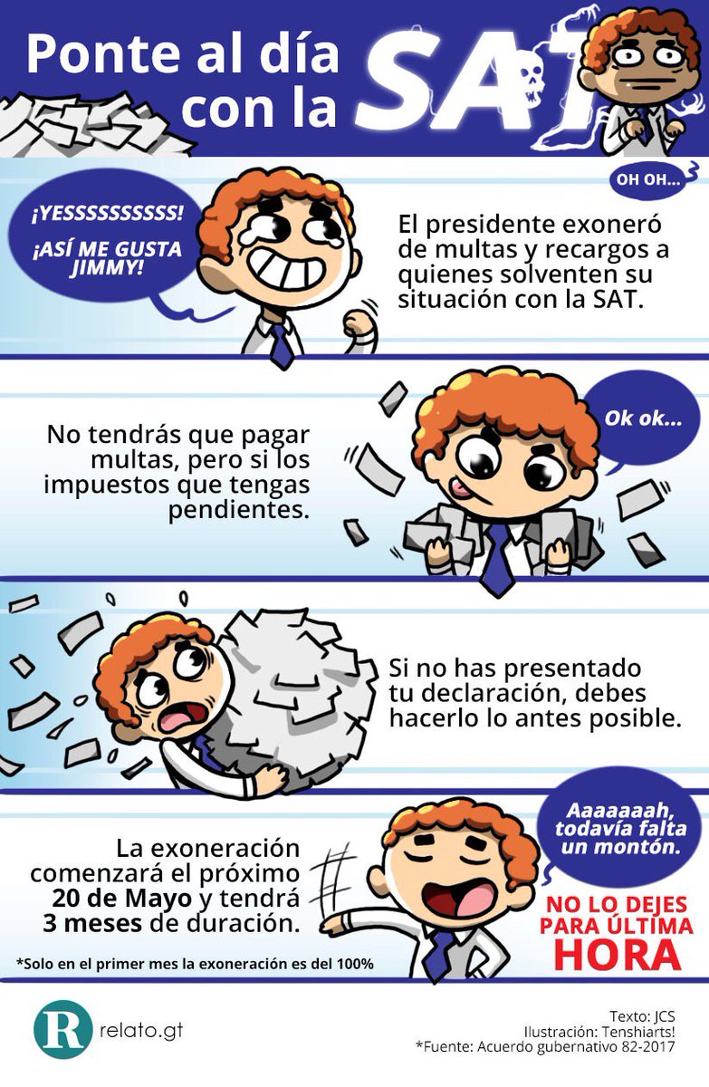 relato_gt's tweet photo. Exoneración de multas y recargos, es tu oportunidad para estar al día con tus impuestos #SinMulta vía @JkSandoval_ https://t.co/RUrFT3q2av