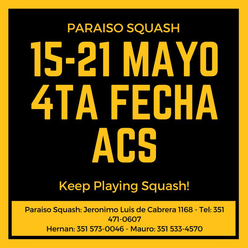cbasquash's tweet photo. A prepararse se viene la 4* del Tour2017 #Squash @confedepcba @ @squashadictos @DeportesCba https://t.co/TonumQH05d
