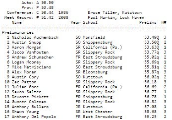PSACTF's tweet photo. M-400H PRELIMS: Nicholas Auchenbach (@MUMounties) is the top seed entering Saturday's finals (53.49). Took 56.02 to reach the finals. https://t.co/zxWTnWtjM9