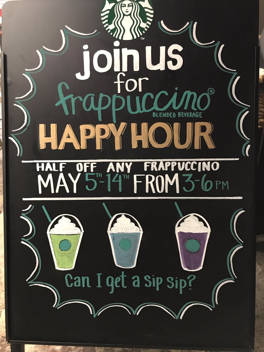 The countdown is on!! Only 2 hours to go until Frappuccino Happy Hour begins.