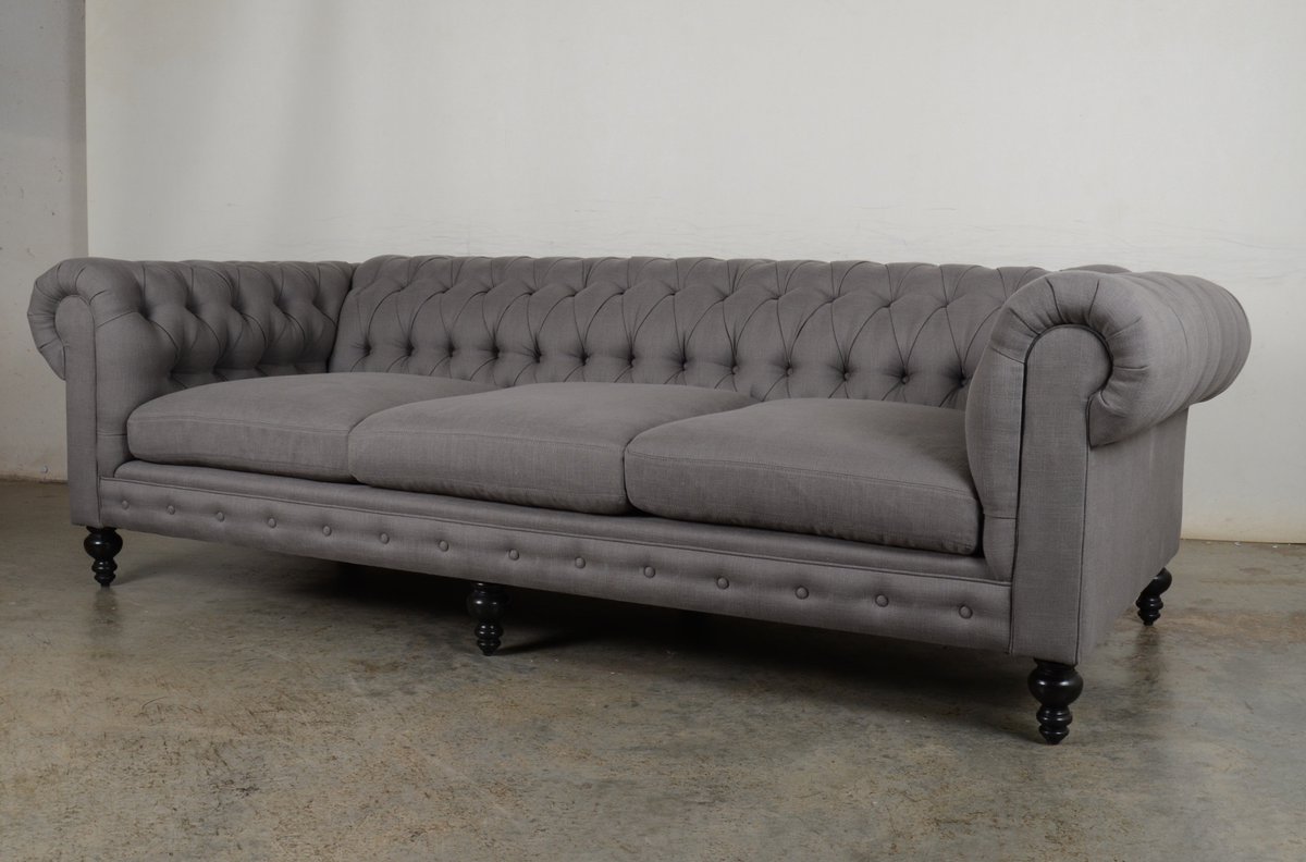 theCOCOCO's tweet photo. This Classic Chesterfield in Evere Linen w/ crypton protection, is both beautiful + cleanable. #graphite #linensofa #chesterfieldsofa #NC https://t.co/0pmzfx0DFZ