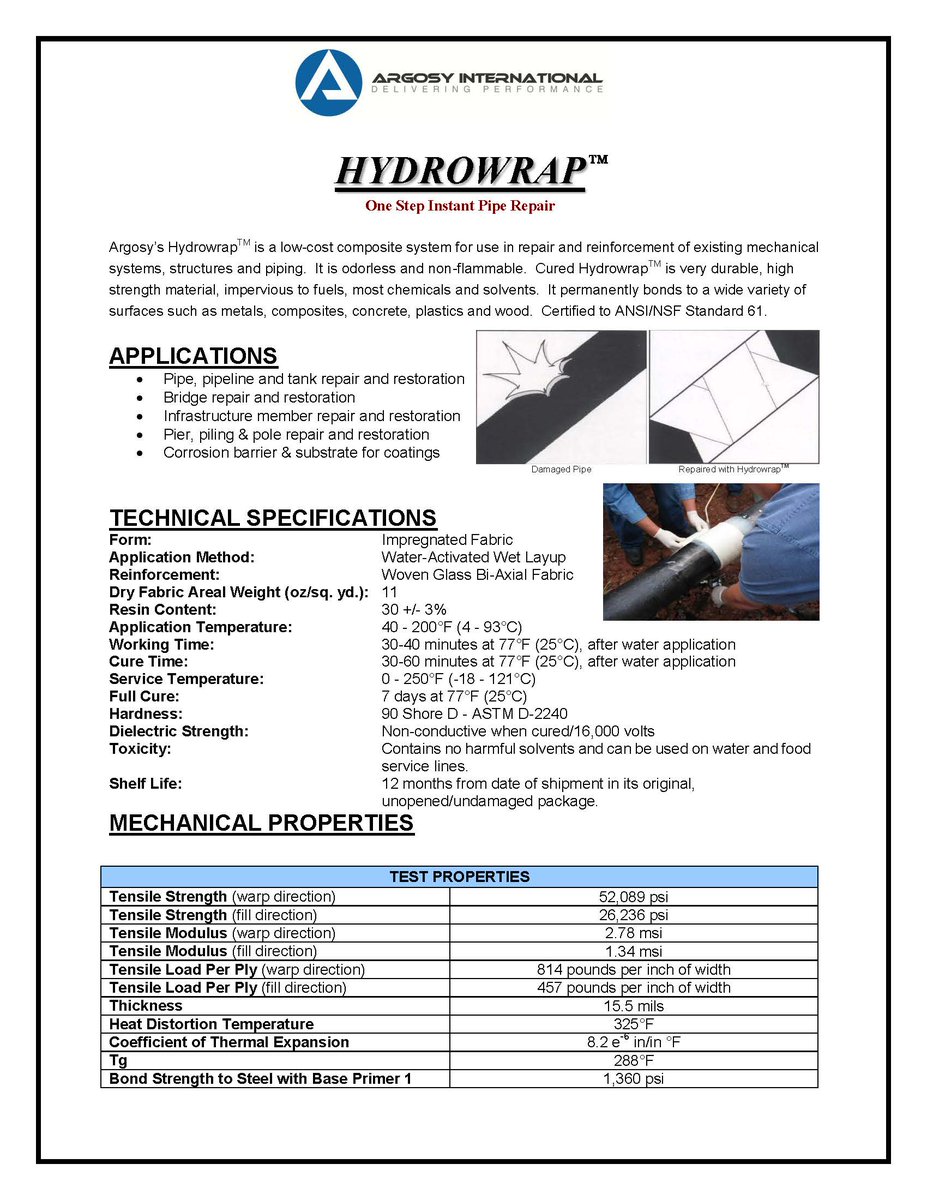 ArgosyInt's tweet photo. Argosy's Hydrowrap™ is a low-cost composite system for use in repair and reinforcement of existing mechanical systems, structures and piping https://t.co/GLCPgKRS5m