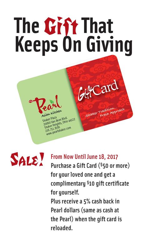 PearlAsianCLE's tweet photo. Gift card Sale! From now until June 18th get a bonus $10 gift certificate when you buy $50 in Gift Cards. A great gift for Mom, Dad or Grad! https://t.co/H8CnSxFLDZ