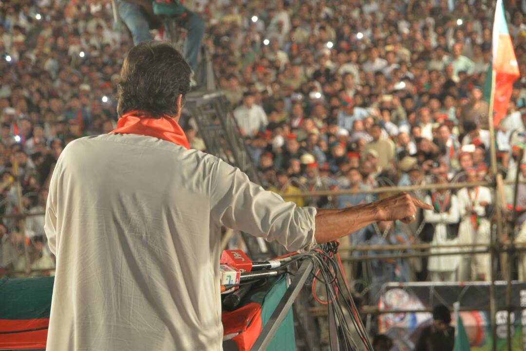 PTIofficial's tweet photo. Incredible energy and passion in the crowd, listened to their leader share his dream and vision for Pakistan! #NowsheraRisesForIK https://t.co/MyMAHdgQRo