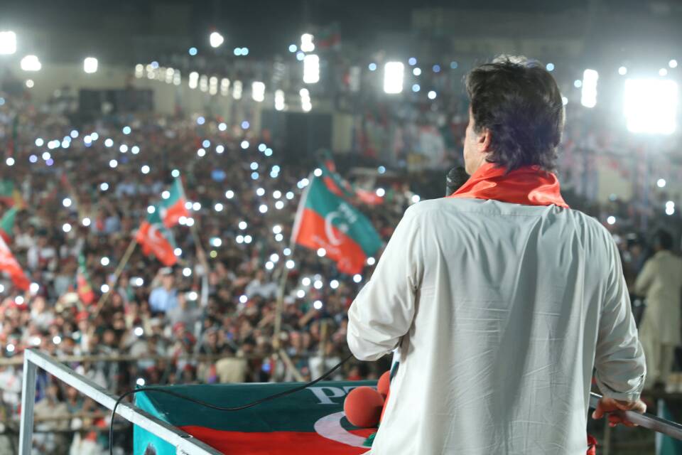 PTIofficial's tweet photo. Incredible energy and passion in the crowd, listened to their leader share his dream and vision for Pakistan! #NowsheraRisesForIK https://t.co/MyMAHdgQRo