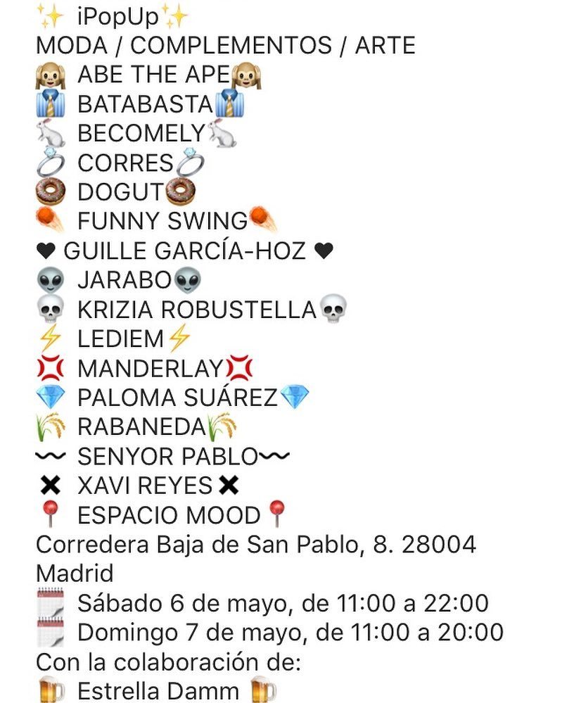Senyor_Pablo's tweet photo. ¡A partir de mañana!
✨ iPopUp✨
MODA / COMPLEMENTOS / ARTE
🙉 ABE THE APE🙉
👔 BATABASTA👔
🐇 BECOMELY🐇
💍 CORRES💍
🍩 DOGU… https://t.co/R0UP6M5F1F https://t.co/3emKF2aYRz
