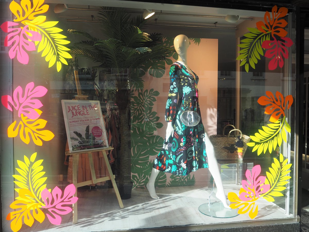 DressingRoom1's tweet photo. Our new windows are in ready for our #JuiceInTheJungle event! We are loving the amazing vinyls from @FonteyneSigns - thanks guys! https://t.co/m5VqdxNoe2