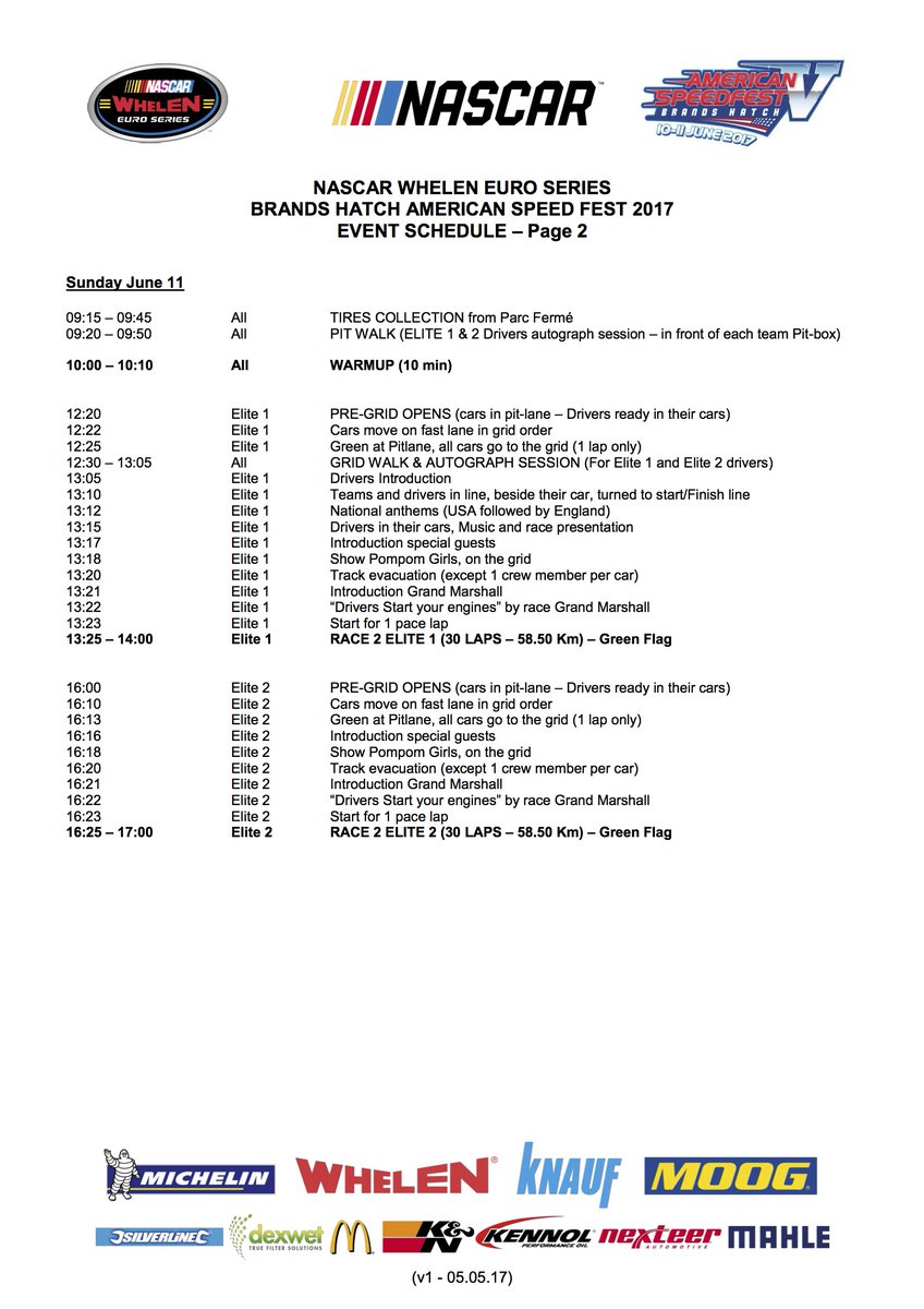 The #NWES schedule for the amazing June 10-11 <a href="/BrandsSpeedFest/">American SpeedFest</a> at <a href="/Brands_Hatch/">Brands Hatch</a> is here! 👉 bit.ly/nwes17x02sched 😎