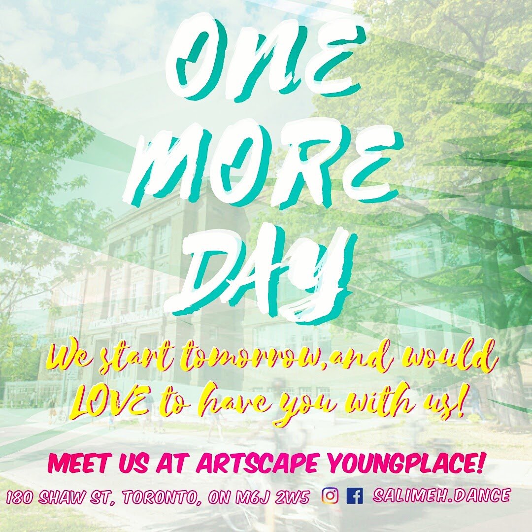 Tomorrow we finally get to meet you @ArtscapeYoungplace !
Details at facebook.com/Salimeh.Dance
To register go to - goo.gl/n61qFY
