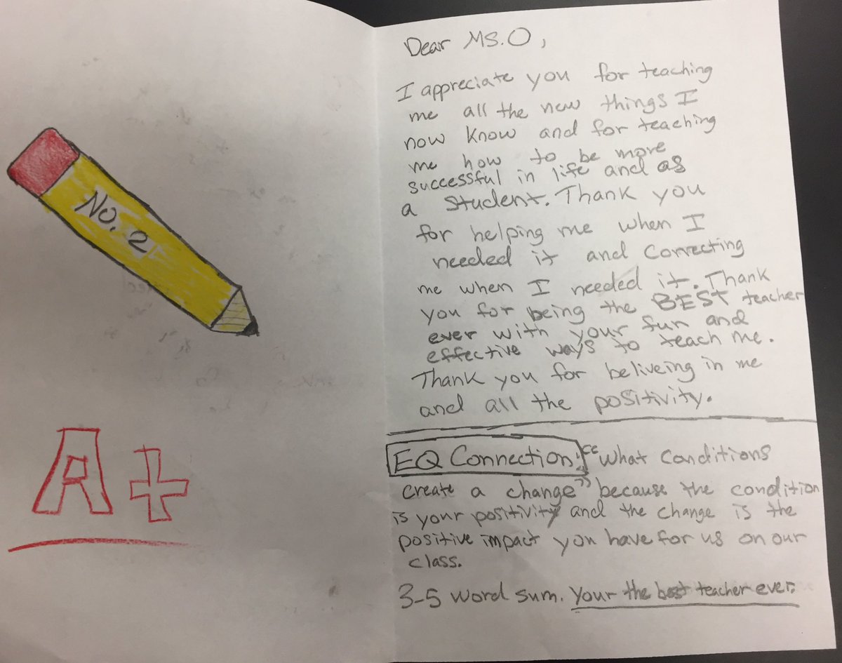 SSchweikhard's tweet photo. U know you've engrained the concept of #EssentialQuestions when Ss include EQ connections in a T appreciation letter.@Quilakiss #ColtsLearn https://t.co/6RjmZgtOlI