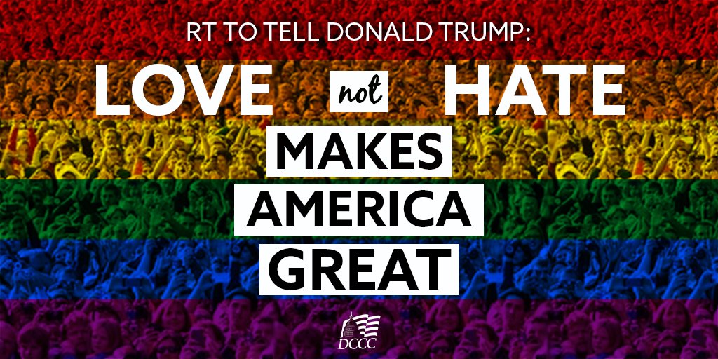 dccc's tweet photo. Trump's anti-LGBT executive order is a disgrace. We refuse to let him use our democracy to legislate hate. Sign on > https://t.co/mNPfj7QXS2 https://t.co/n8Kg6OS0ge