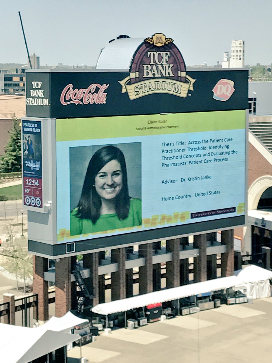 A big day calls for a big screen! Celebrating Dr. @clairemkolar PharmD, PhD's graduation from @UMN_Pharmacy! #doubledoctor