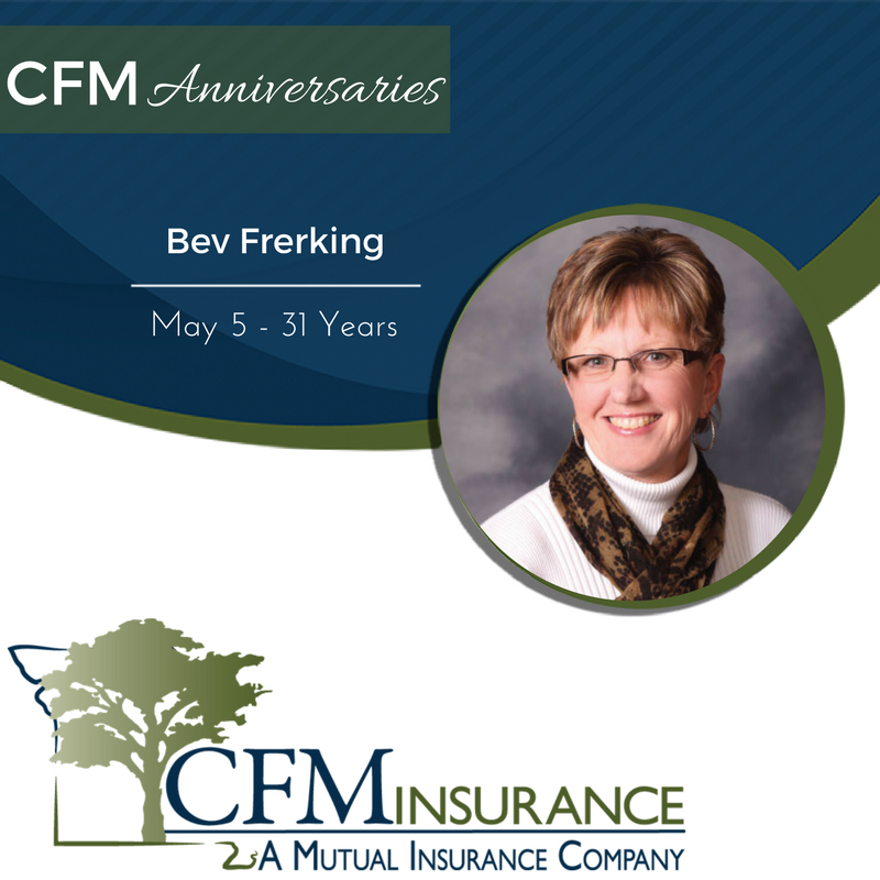 cfminsuranceinc's tweet photo. CFM's Bev Frerking has been with the company for 31 years today! What a milestone! #Celebrate #CFMAnniversaries #Since1986 #CFMFamily https://t.co/y5OVHiT7jB