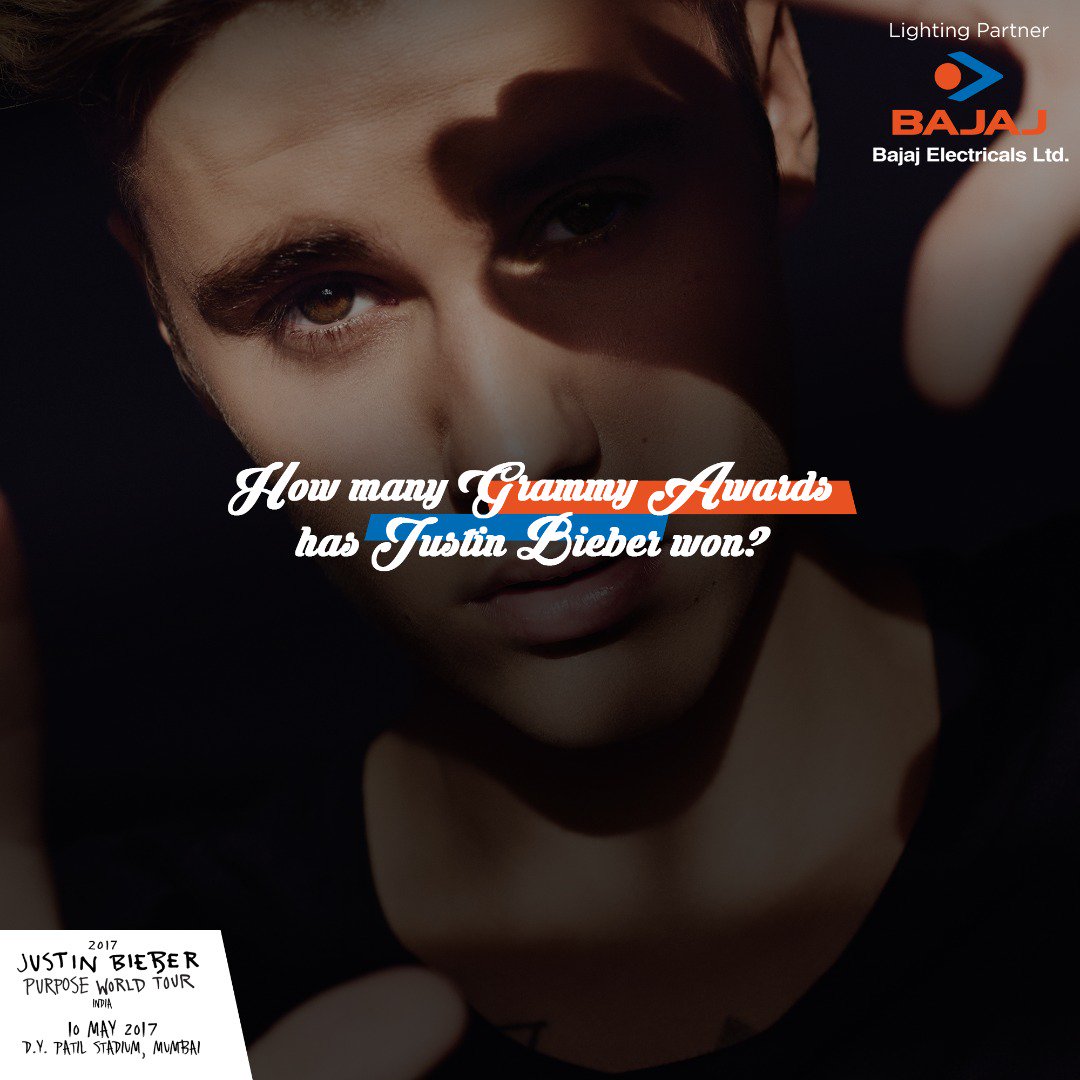 BajajElectrical's tweet photo. That’s an easy one! Post your answers in the comments using #ShineOnBeliebers and you could win passes to the #PurposeWorldTour. https://t.co/pU6cmL5fhl