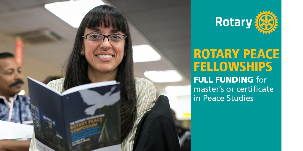 Rotary's tweet photo. Want to make a positive impact? See if you qualify for a fellowship to study at our #RotaryPeace Centers. https://t.co/4boeJGKdJg https://t.co/UZwL0e6QFA