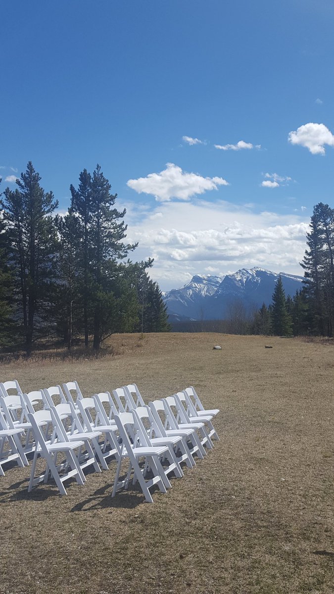 Sneak peek of our outdoor ceremony set up at Rundleview Parkette today! #Canmore #Wedding